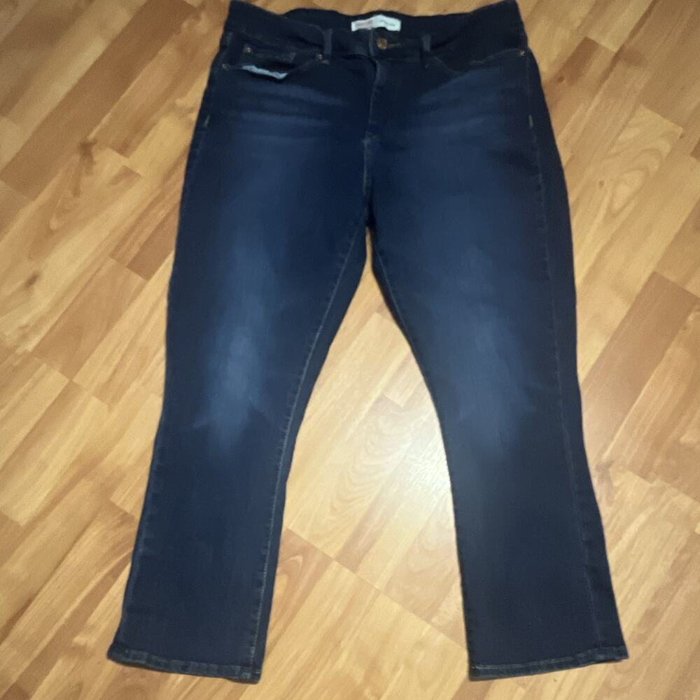 Signature by Levi Strauss & Co. Womens Blue Dark Wash Denim Capri Jeans Slim 12